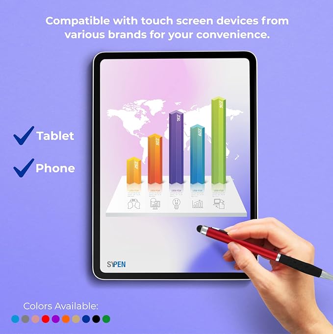 SyPen Personalized Pens With your Custom Logo or Text-300 Pack Bulk-for Businesses, Parties, and Events, 2 in 1 Ballpoint Pen & Stylus for Touchscreen Devices, Silver Barrel, Black Ink