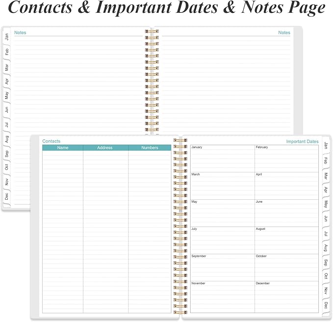 2026 Planner - Weekly Monthly Planner 2026 from January 2026 to December 2026 with 12 Monthly Tabs, Flexible Cover, Inner Pocket, 8.5" x 11", Blue Leaf Flower