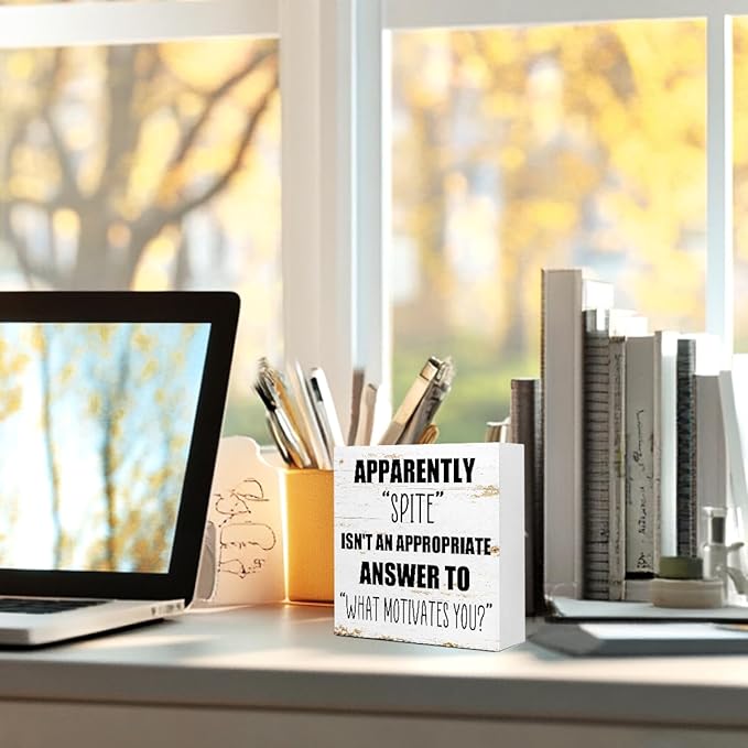 Office Wooden Box Sign Spite Isn't An Appropriate Answer 5x5x1 INCH Sign, Emotional Intelligence Decor, Workplace Harmony Wall Art