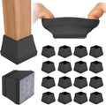 16 PCS Square Chair Leg Floor Protector, Silicone Chair Leg Cover, Furniture Leg Protectors with Felt, Mobile Table Leg pad, Protect The Floor from Scratches.1 in Black.