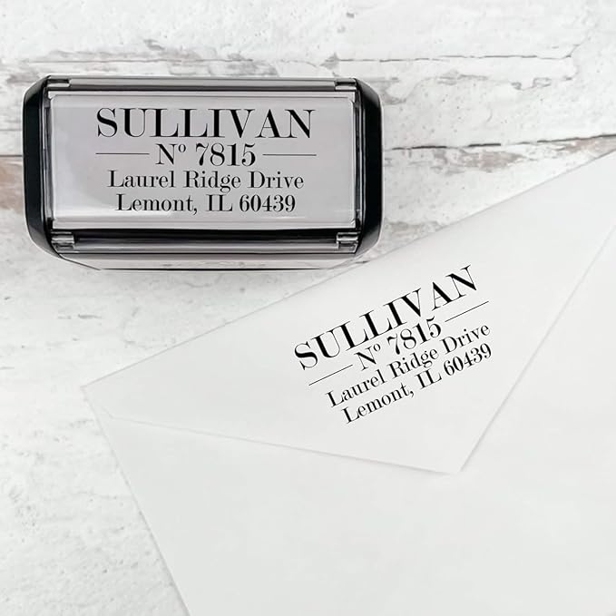 Self Inking Modern Address Stamps | Custom Return Address Stamper (Traditional Serif, Medium)