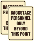 Portrait Round Backstage Personnel Only Beyond This Point Door or Wall Sign Easy Installation | Music | Concert | Festivals Sign (Ivory/Dark Brown) - Small (2 Pack)