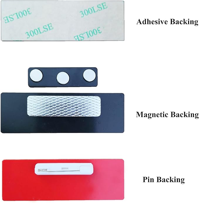 Custom Engraved Name Tag Badges for Business, Personalized Identification with Pin, Magnetic, Adhesive, or Blank Backing, 1"x3", Black/White Text