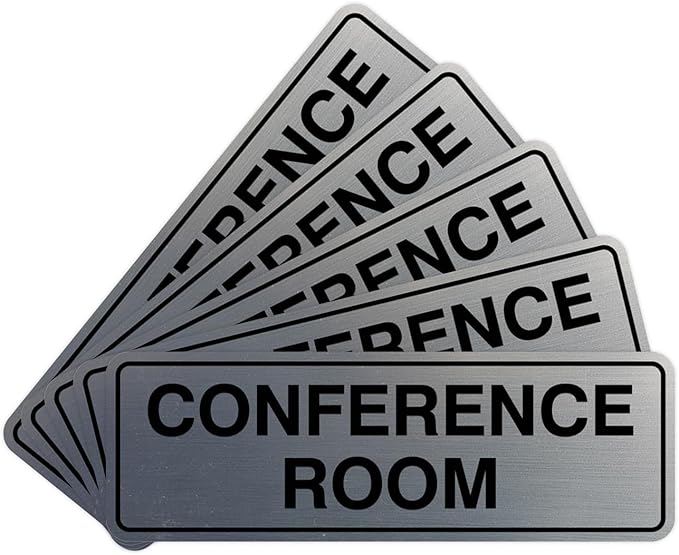 Standard Conference Room Sign - Silver - Small 5 Pack