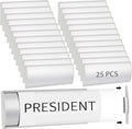 Therwen 25 Pcs Aluminum Office Name Plate Holder for Door Wall Mount 8'' x 3'' Business Sign Holder Office Door Sign Sturdy Curved with Plastic Film and Adhesive Tape (Silver)