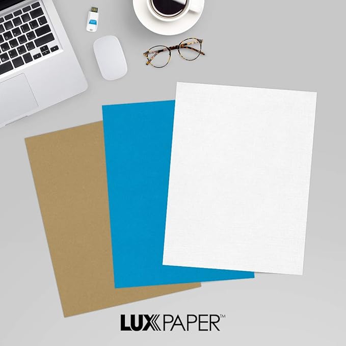 LUXPaper 8.5" x 11" Classic Linen Paper | Letter Size | Avon Brilliant White | 70lb. Text | 1,000 Qty