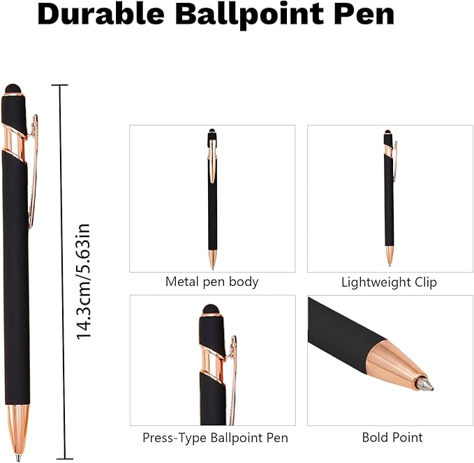 CRME Custom Engraved Ballpoint Pens Bulk Customized Metallic Printed Name Pens Black Ink Personalized Pen with Text Business Logo Smooth Writing for Professionals Teachers Office Meetings Blue Pen