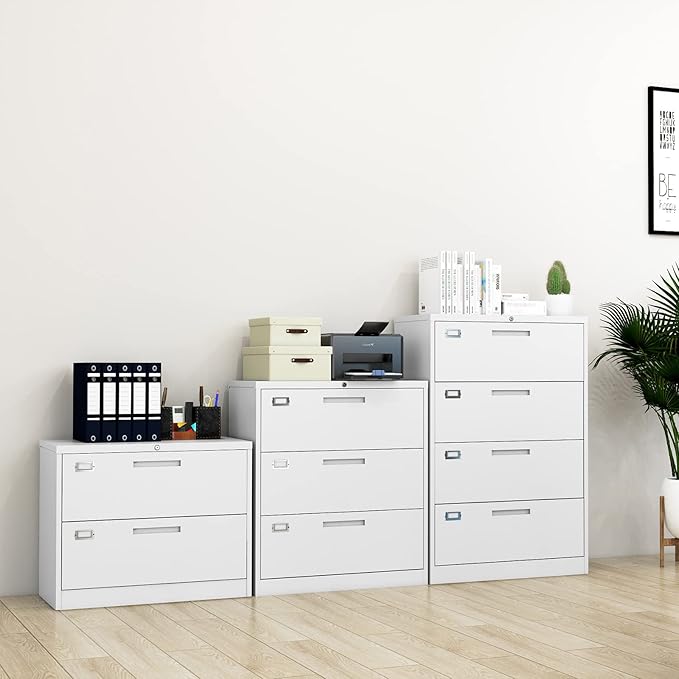 Fesbos Lateral File Cabinet with Lock, 4 Drawer Large Metal Filing Cabinet,Home Office Lockable Storage Cabinet for Hanging Files Letter/Legal/F4/A4 Size-Assembly Required