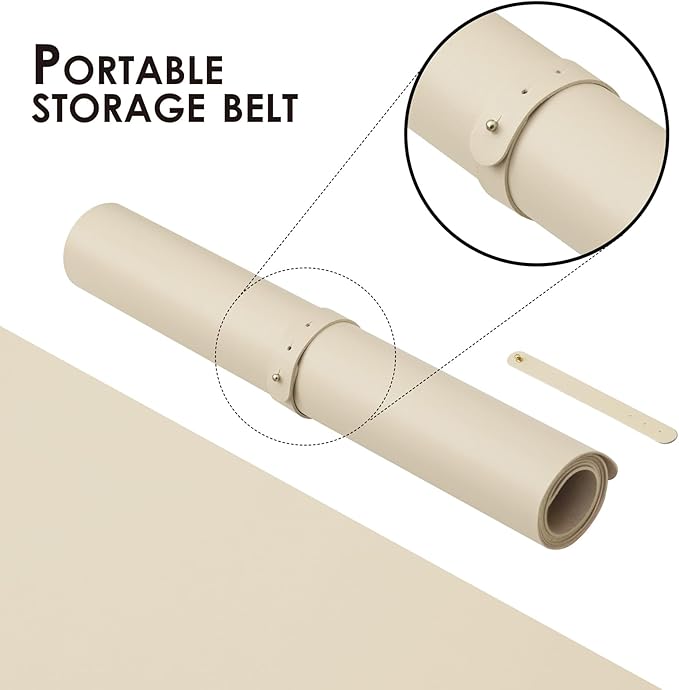 Large Desk Mat - 47.2"x 17" Non-Slip PU Desk Pad for Office and Home - Ideal for Large Mouse Pad and Desk Mats on Top of Desks(Beige)