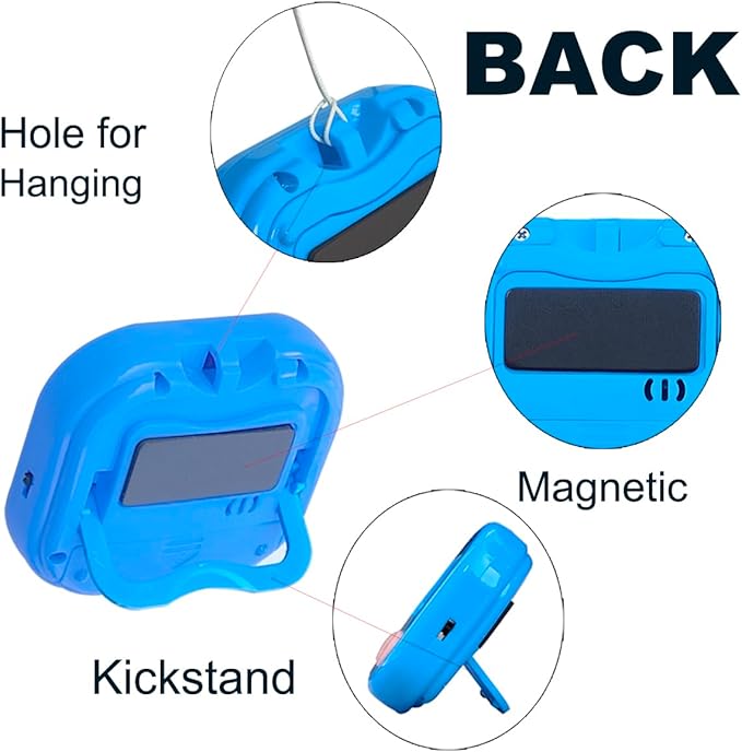 Timers, BESTWYA Magnetic Timer with Clear LCD Screen 3 Big Buttons On/Off Switch Count Up and Down Function for Kitchen,Study,Work,Exercise Training,Outdoor Activities (6,6 Colors)