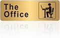 The Office Sign for Home and Business Door，Self-Adhesive Waterproof and Fade-Resistant Brushed Gold Office Sticker for House，Business，Door, Window