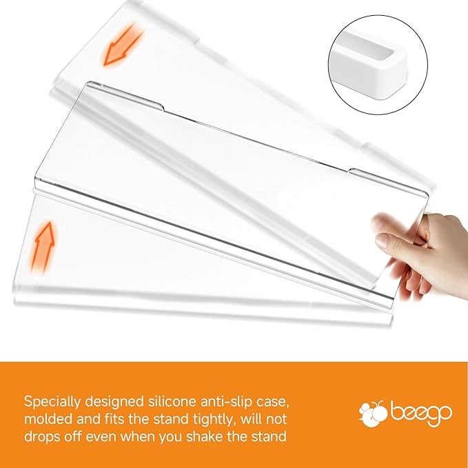 BEEGO Ergonomic Computer Keyboard Stand - Clear Acrylic Keyboard Riser Tilted Keyboard Holder Keyboard Tray with White Non-Slip Strip for Easy Typing at Home School Office Desk Accessories