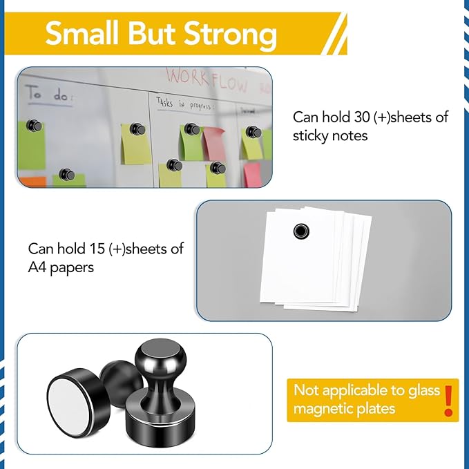LOVIMAG Fridge Magnets 25Pcs Refrigerator Whiteboard Small Strong Magnet Classroom Kitchen Accessories Decorative Locker Set Decor Must Haves Office Calendar Refrigerador Magnetic Cute Crafts Black