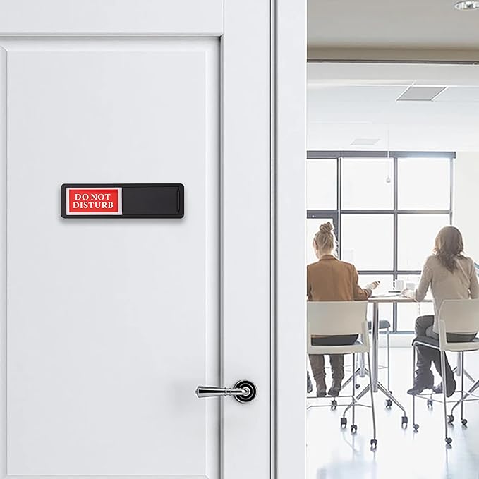 Do Not Disturb/Welcome Door Sign, Sliding Privacy Indicator Sign for Home Office, Restroom, Conference Room, Hotel, Hospital, 7x2 Inch Slider Door Signs (Black)