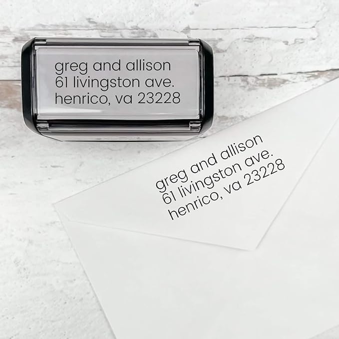 Self Inking Modern Address Stamps | Custom Return Address Stamper (Minimalist Left, Large)
