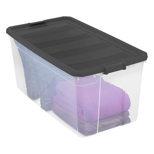 Sterilite 9-Pack Modular Stacker Box, Durable Clear Plastic Storage Bins with Latching Lids, 200 Quart - Stackable Organizing Container Boxes for Closet, Bathroom, and Office