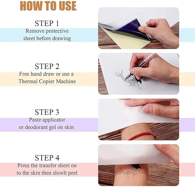 Tattoo Transfer Paper - Yuelong 30 Sheets Tattoo Stencil Paper Thermal Stencil Paper 4 Layers A4 Size DIY Tattoo Tracing Paper for Tattoo Transfer Kit Tattoo Supplies
