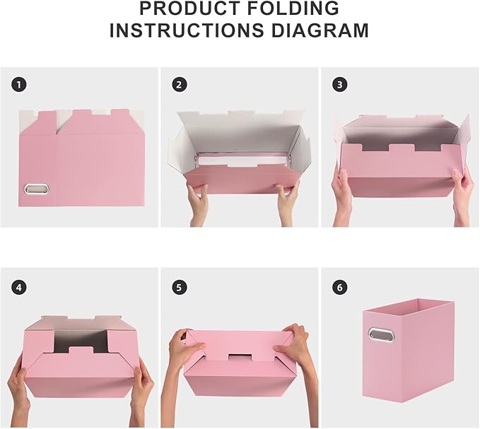 Oterri Cardboard File Organizer Box for Hanging File Folders Letter Size,File Box for Computer Desk,File Cabinet,Working Home,Office,Classroom(Pink, Letter Size - 8 Packs)