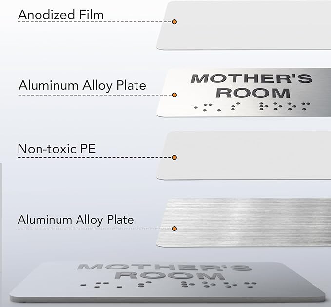 Storage Room Signs with Raised Text & Grade 2 Braille, Brushed Aluminum/Silver Finish Easy Install with Double-Sided Tape, ADA Compliant Storage Room Door Sign for Businesses & Offices