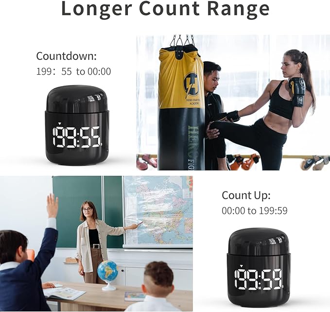 MeesMeek Digital Kitchen Timer,Countdown Countup Timer with Large LED Display Volume Adjustment,Timer for Cooking, Classroom Time for Kids and Teachers. (Black)