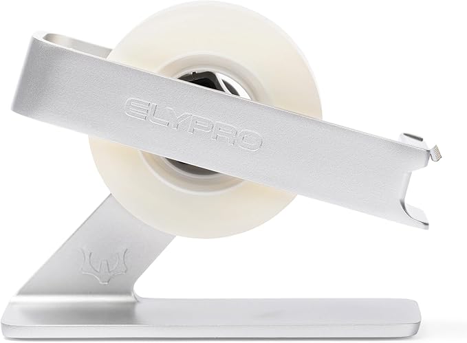 ELYPRO Modern Tape Dispenser for Office Desk - Elegant and Minimalist Design, Heavy Metal Made, Space-Saving, Perfect for Office & Home Use or as a Stylish Gift - Bonus Tape Roll Included (Silver)