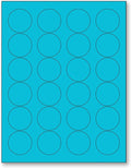 NextDayLabels - 8-1/2 x 11 Neon Color High Light Fluorescent Labels for Laser & Inkjet Printer (Blue Fluorescent, 1.66" Round - 24 Per Page | 600 Labels)