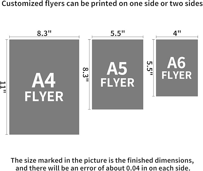 Customized Flyer Paper for Business Personalized A4 Flyer with Your Photo Logo Text Glossy Paper Printing Flyers for Advertising, Customized printing on one or both sides (500, 1000, 2000 Sheets)