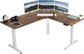VIVO Electric Corner 63 x 55 inch L-Shaped Standing Desk, Memory Height Adjustment, Rustic Vintage Brown Top White Frame, DESK-E3CTWN