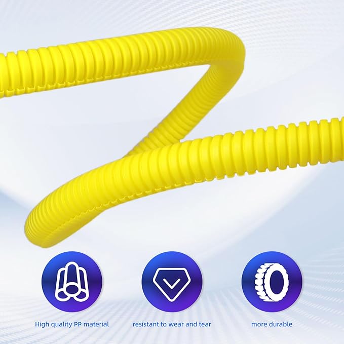 Split Wire Loom Tubing, 10,25ft Cord Protectors from Pets No Chew, Flexible Wire Covers Cord Protectors, Protective Split Cable Sleeve for Automotive Home Industrial Wires(Yellow, 0.46inch-10ft)