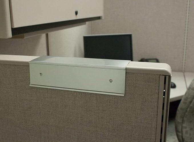 Over the Cube The Original Quality Aluminum, Changeable Cubicle Nameplate Holder, Satin Silver Base, and Silver Name Plate Holder, (2.25" cubicle wall depth) - Made in the USA