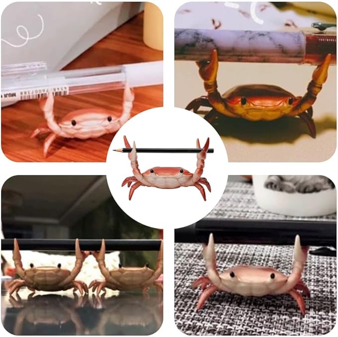 Crab Pen Holder for Desk, Cute Multifunctional Weightlifting Desk Crab Pencil Holder Organizer for Pens, Pencils & Makeup, Funny Desktop Decor Gift for Home Office School (Blue)