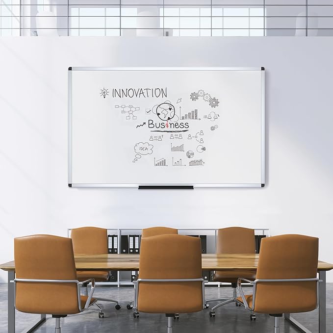 VIZ-PRO Large Magnetic Dry Erase White Board for Wall, 96 X 48 inches, Pack of 2, 8' x 4' Aluminum Framed Whiteboard with Marker Tray for School Office Home