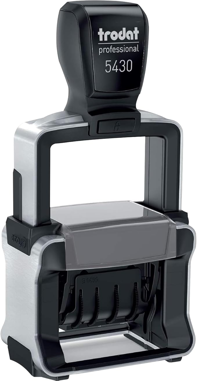 Trodat 5430 Professional Self-Inking Date Stamp with Paid - Blue Ink