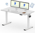 FLEXISPOT EN1 One-Piece Standing Desk with 1-Inch Thick Seamless Desktop, 55"x28" Electric Height Adjustable Desk for Home Office, Multi-Monitor Setups & Easy Assembly, White