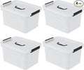 Drephia 10.5 Quart Clear Plastic Storage Box/Container with Handle, Plastic Storage Bin with Lid, 4 Packs