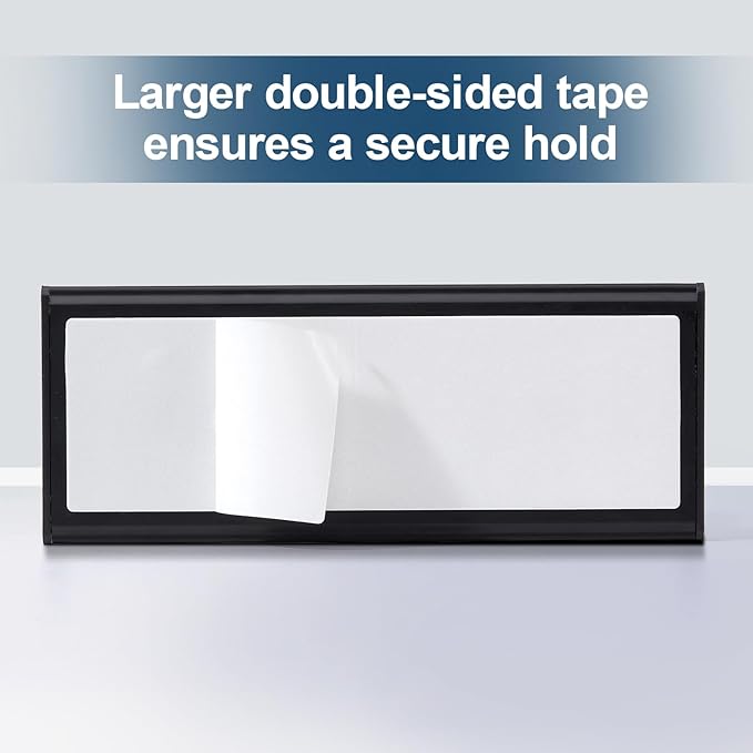 Plecterco 6 Pcs Office Door Signs - 8" x 3" Curved Name Plate Holders for Office, Wall-Mount Door Signs with Plastic Film and Adhesive Tape (6, Black)