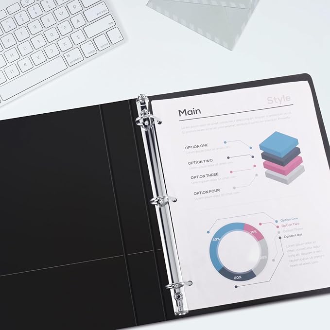 3 Ring Binder 1 Inch, ViVin Sturdy 1"-Slant D Ring Binder with 2 Interior Pockets, Clear View Cover, PVC-Free, Fits 225 Sheets of US Letter Size Paper (8 Pack, Black)
