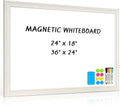 White Board for Wall, 24'' x 18'' Magnetic Dry Erase Board, Decorative Whiteboard with White Vintage Wooden Frame, Hanging Writing Board for Home Office School Dorm