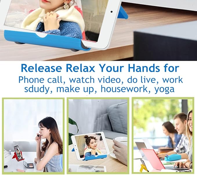 JUSDIQIR Cell Phone Stand for Desk Foldable Cell Phone Holder Desk Tablet Holder Mobile Phone Dock, Multi-Angle Universal Adjustable Tablet Dock Compatible with Most Cell Phones (Red)