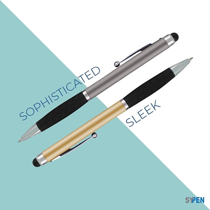 SyPen Personalized Pens With your Custom Logo or Text-600 Pack Bulk-for Businesses, Parties, and Events, 2 in 1 Ballpoint Pen & Stylus for Touchscreen Devices, Dark Assorted Barrels, Black Ink