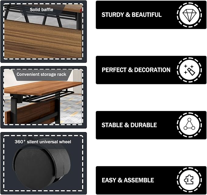Foldable Conference Table,Modern Mobile Meeting Table with Silent Wheels,Rolling Training Room Tables,Easy to Move,Modular Conference Room Tables Folding Seminar Tables for Office,Classroom (6pack)