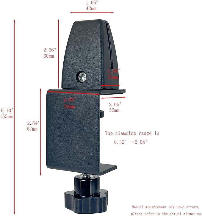 Jhanw Desk Divider Clamp For 1/8" To 0.51" Panel, Adjustable Desk Partition Clamp For 0.32" To 2.04" Desktop, Standing Desk Accessories For Desk Privacy Folders, Black Sneeze Guard Holder 1-pack