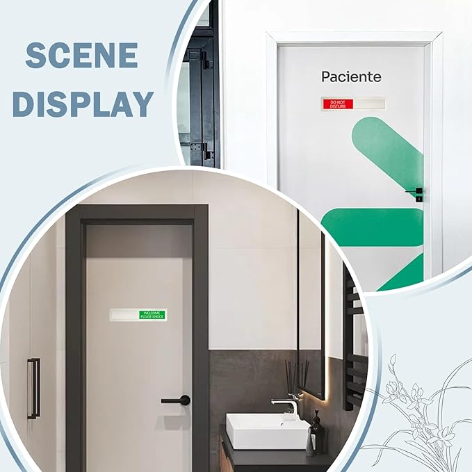 Do Not Disturb Sign, Privacy Door Status, Please Knock Sign for Home Office Restroom Conference Hospital Hospital, Non-Scratch Magnetic Slider Door Indicator Signs, 7'' x 1.5'' - Stainless Steel