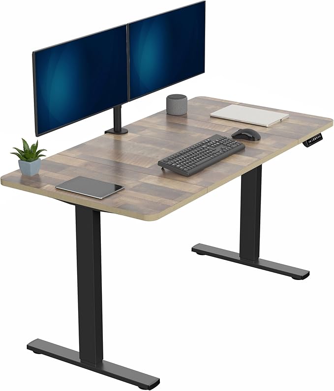 VIVO Electric 60 x 30 in Standing Desk, Memory Height Adjustment, 1B Series, Holds 220 lbs, Reclaimed Wood Top Black Frame, DESK-KIT-1B6P-30