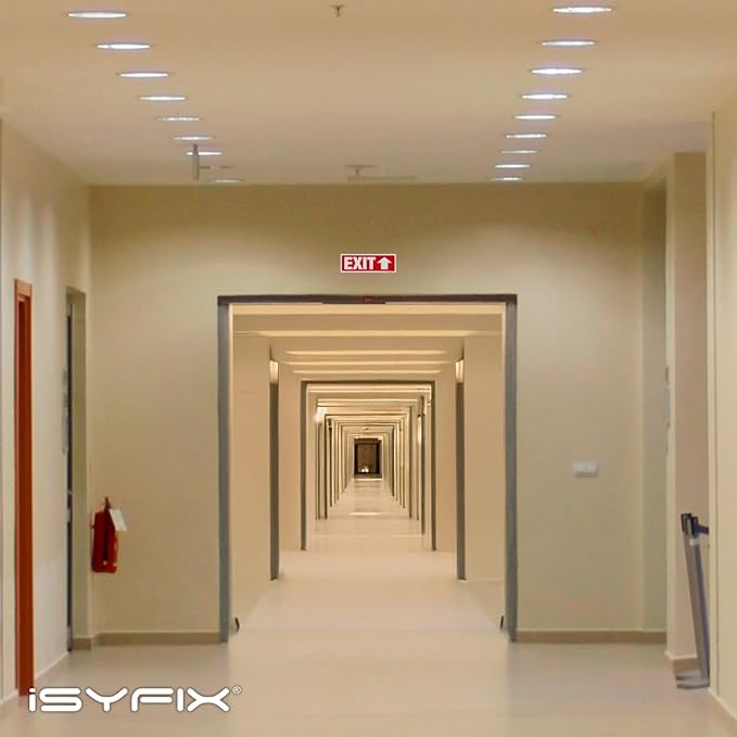 iSYFIX Exit Signs - 12 Pack 12x4 Inch Directional Up Arrow Signs, 40 mil Polystyrene Plastic, UV Laminated, Scratch & Fade Resistant, Waterproof - Ideal for Office, Theater, School, Business