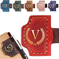 Personalized Mark Bookmark with Pen Holder, Leather Magnetic Book Marker 26 Letters,Custom Initials Page Marks, Gifts for Book Lovers Readers Men Women (Red, V)