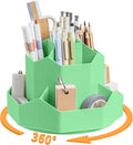 Pencil Pen Holder for Desk,9 Slots 360 Degree Rotating Desk Organizers,Desktop Storage Stationery Supplies Organizer, Cute Pencil Cup Pot For Office, School, Home(Green)