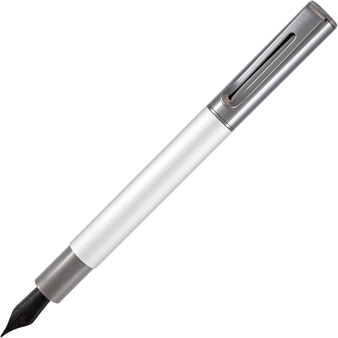 Monteverde USA Ritma Fountain Pen in Silver – Broad Nib, Bold JoWo Stainless Steel, Refillable Ink Cartridge/Converter – Ideal for Executives & Artists