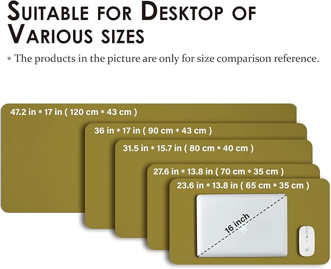 Leather Desk Mat - Small Non-Slip PU Desk Pad for Office and Home - Desk Organization and Accessories - Ideal for Large Mouse Pad and Small Desk Mats on Top of Desks (Olive Green,23.6"x 13.8")