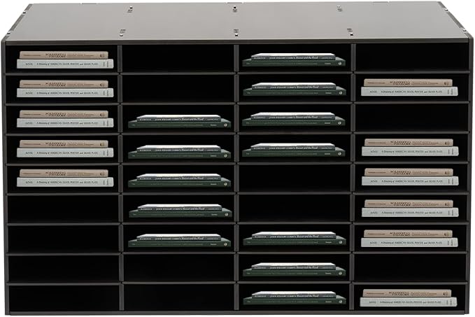 36 Slots Mail Sorters for Office, PVC Literature Organizer with Removable Shelves, Door-Less Mail Center Paper Storage Cabinet for Files Magazines Documents, 9.3 * 2.4in Each Slot (36 Slots - Black)